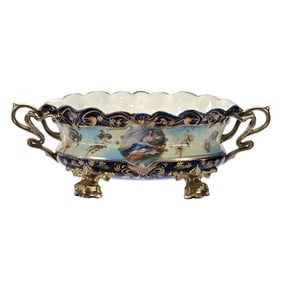 Footed Oval Fern Holder, Two Handles, Marked Saxe Altenburg