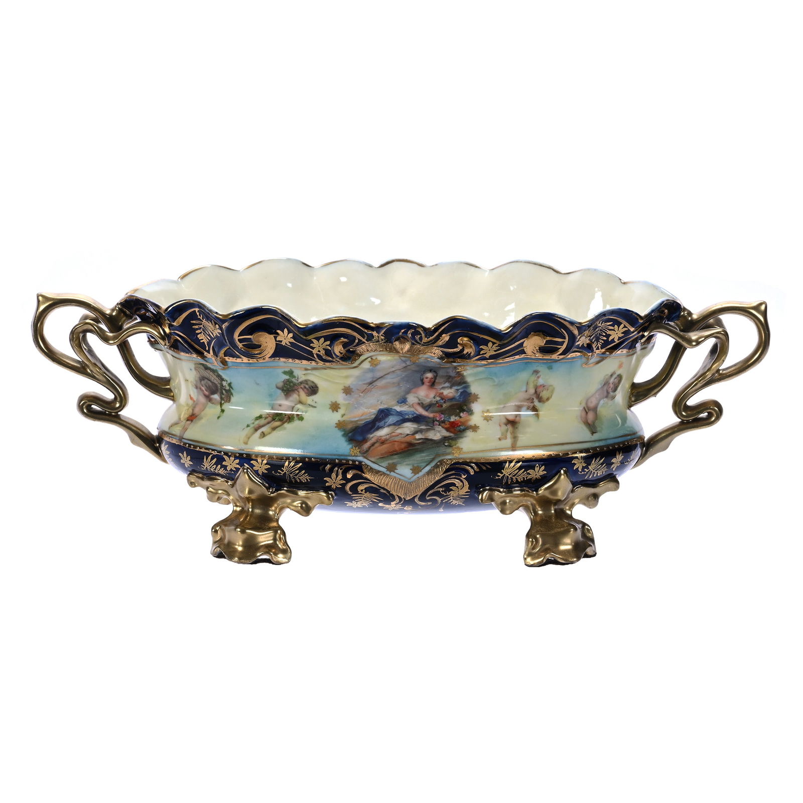 Footed Oval Fern Holder, Two Handles, Marked Saxe Altenburg (1 of 3)