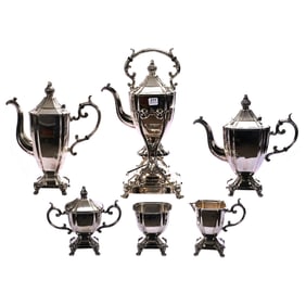 Silverplate Tea Service, Six Piece, English Silverplate Marked G.S.C.