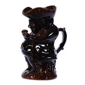 Figural Toby Jug, Rockingham Glazed Pottery Titled "The Snuff Taker"
