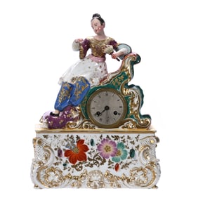 Early French Porcelain Figural Mantel Clock - Attributed To Jacop Petit - 19th Century