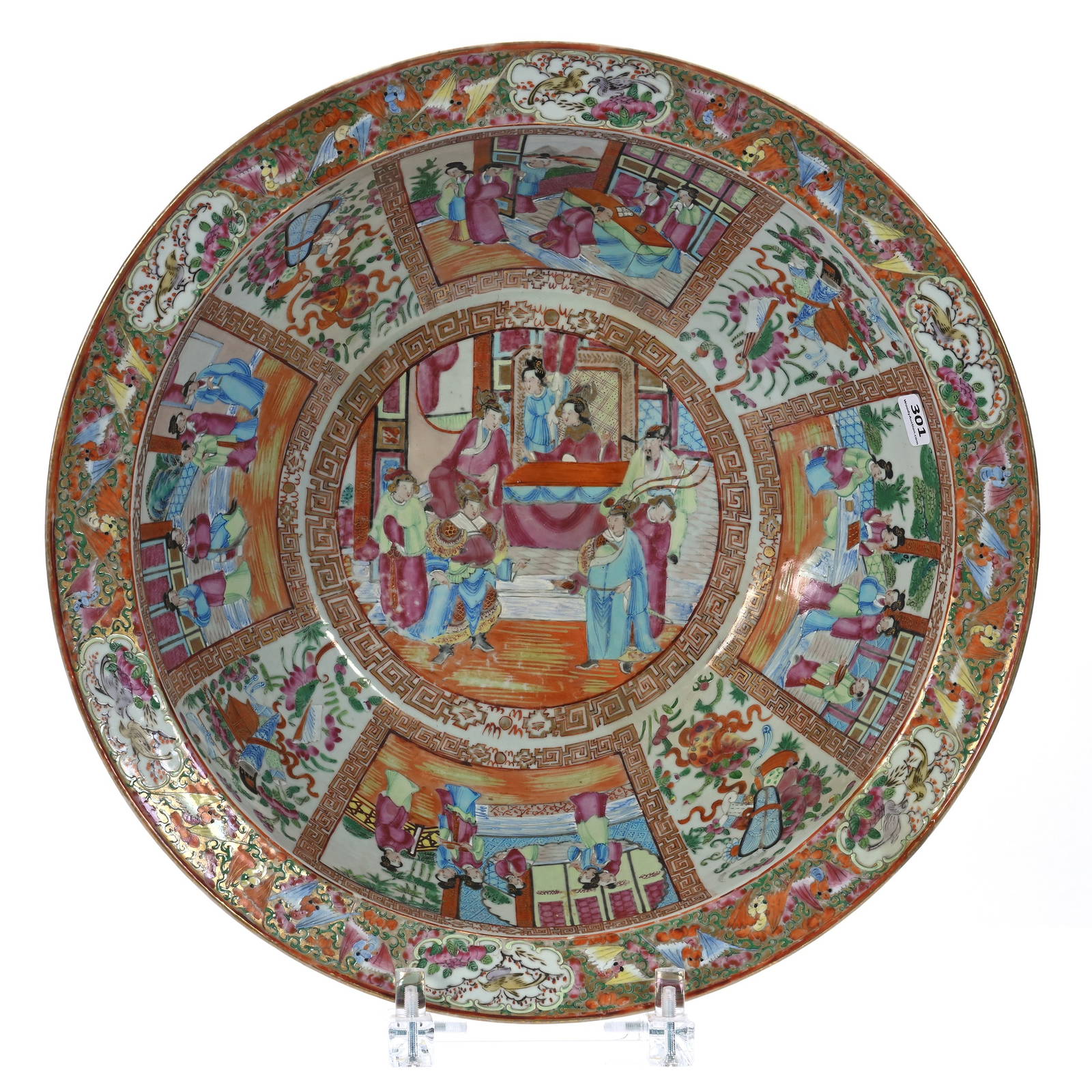 Large Bowl, Chinese Export Porcelain, Canton Famille Rose Design, 19th Century