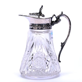 Syrup Pitcher No. 2, American Brilliant Cut Glass, Odolet Pattern By C.F. Monroe