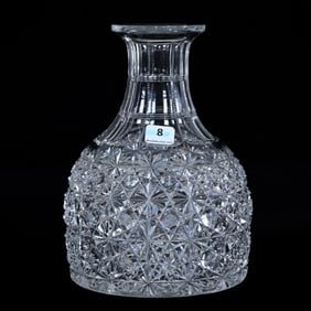 Water Carafe, American Brilliant Cut Glass, Russian Pattern With Star Cut Buttons