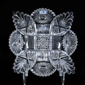 Square Bowl, American Brilliant Cut Glass, Eulalia Pattern By Libbey