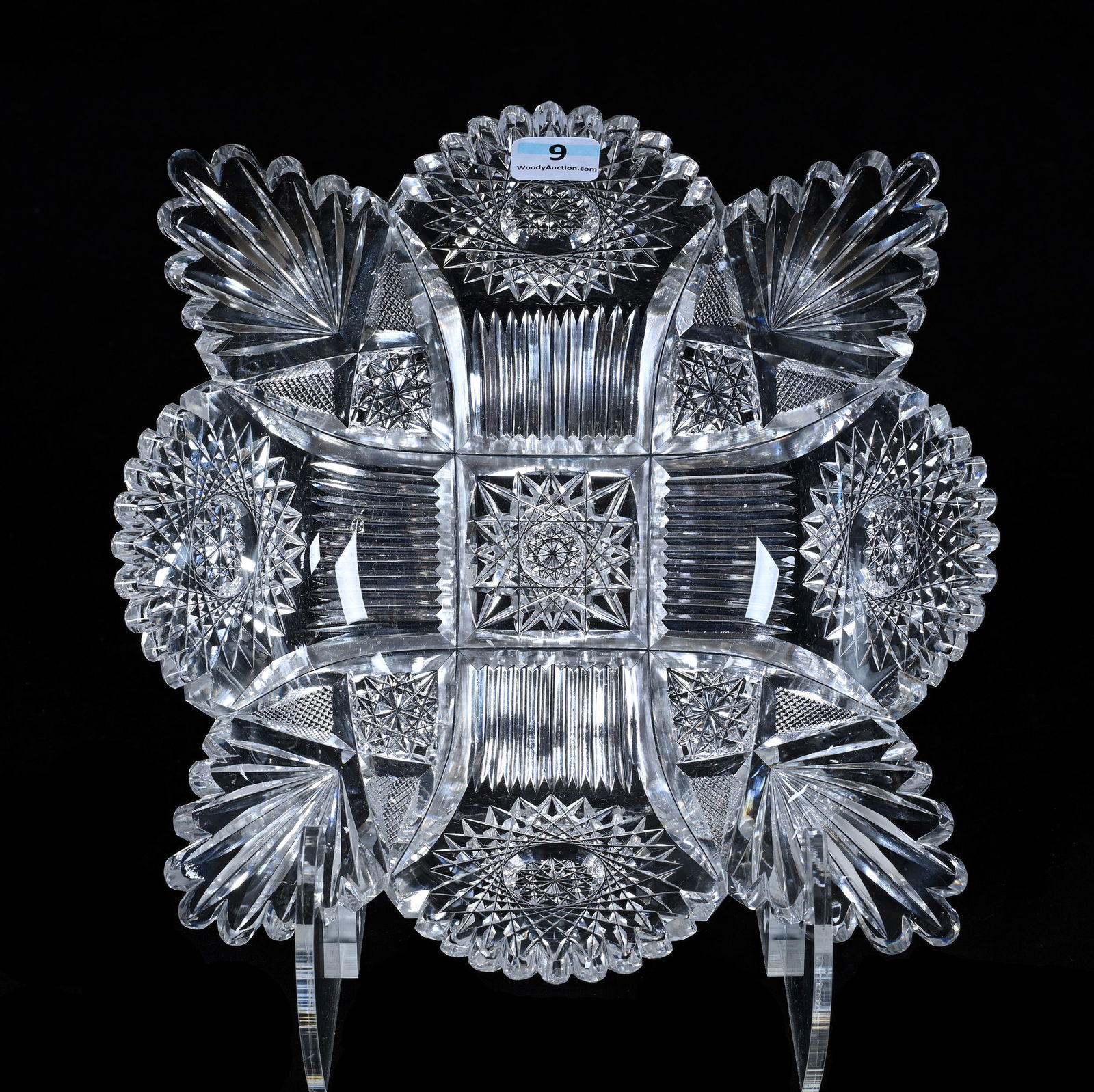 Square Bowl, American Brilliant Cut Glass, Eulalia Pattern By Libbey (1 of 2)