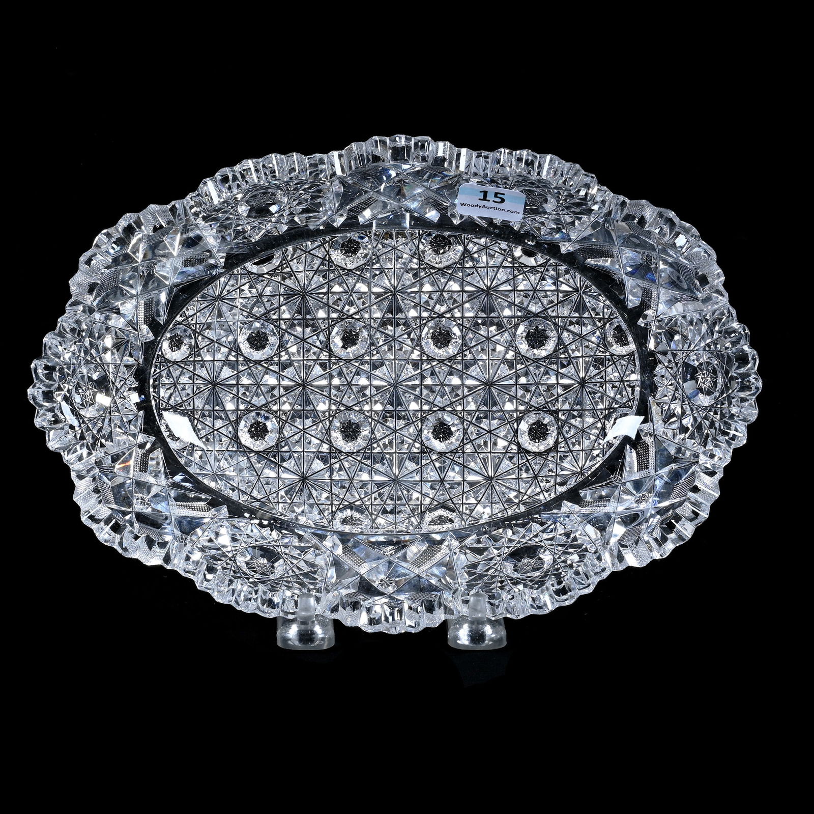 Oval Tray, American Brilliant Cut Glass, Signed Hunt, Royal Pattern (1 of 2)
