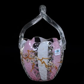 Basket, Clear Diamond Quilted Art Glass