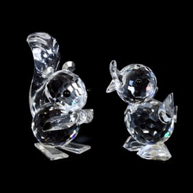 Two Animal Figurines, Swarovski Crystal Mark