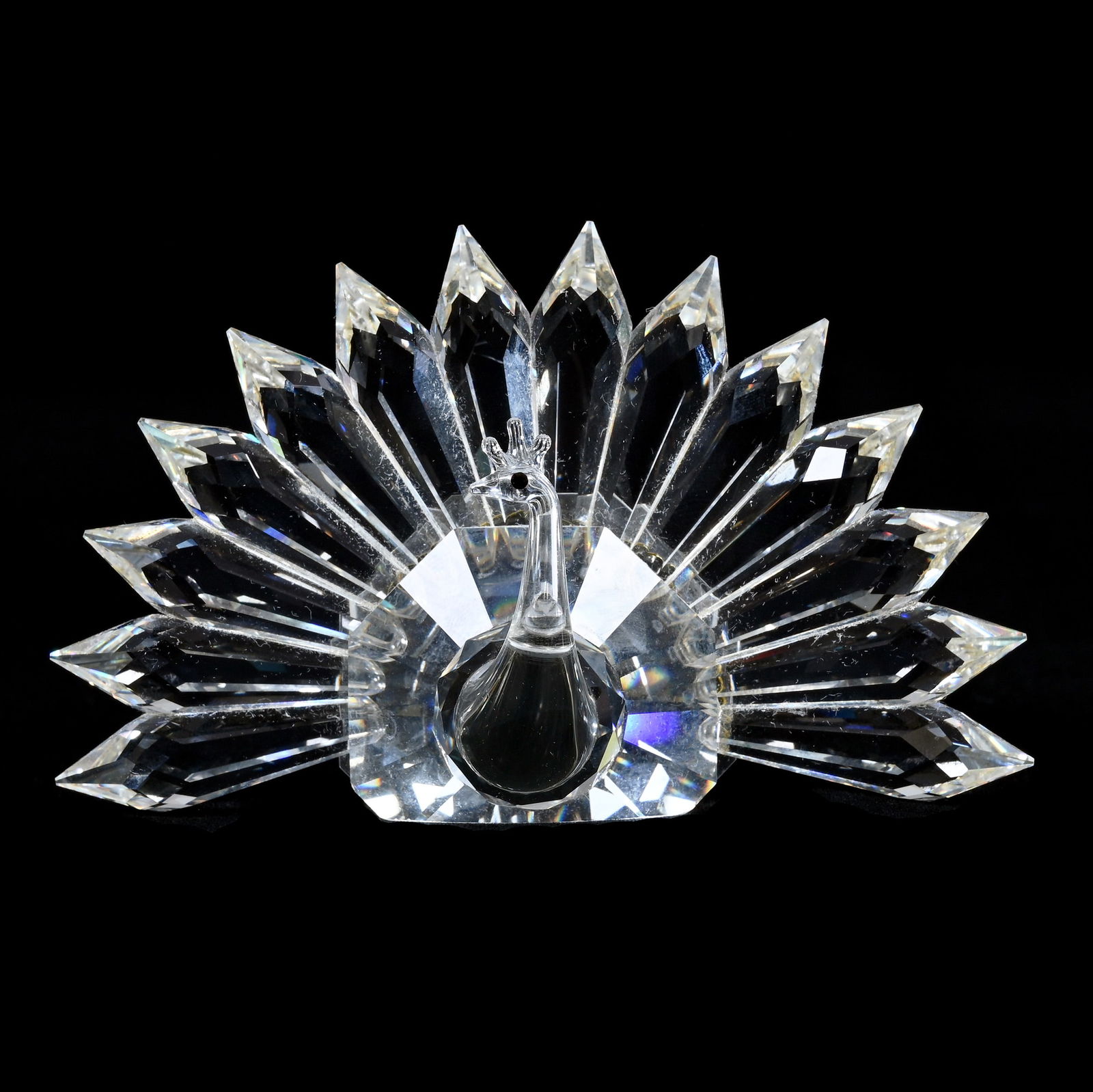 Figurine, Marked Iris Arc, Clear Crystal In Form Of Peacock (1 of 3)