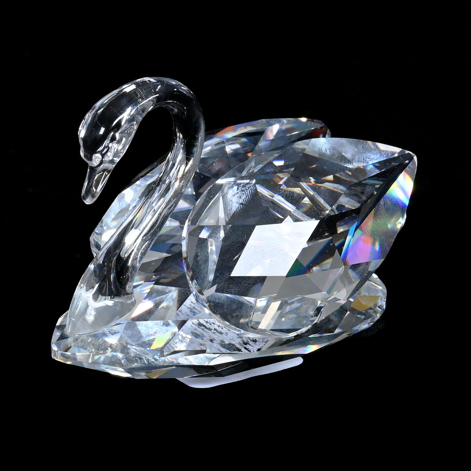 Figurine, Unmarked Swarovski Crystal, Swan, (1 of 3)
