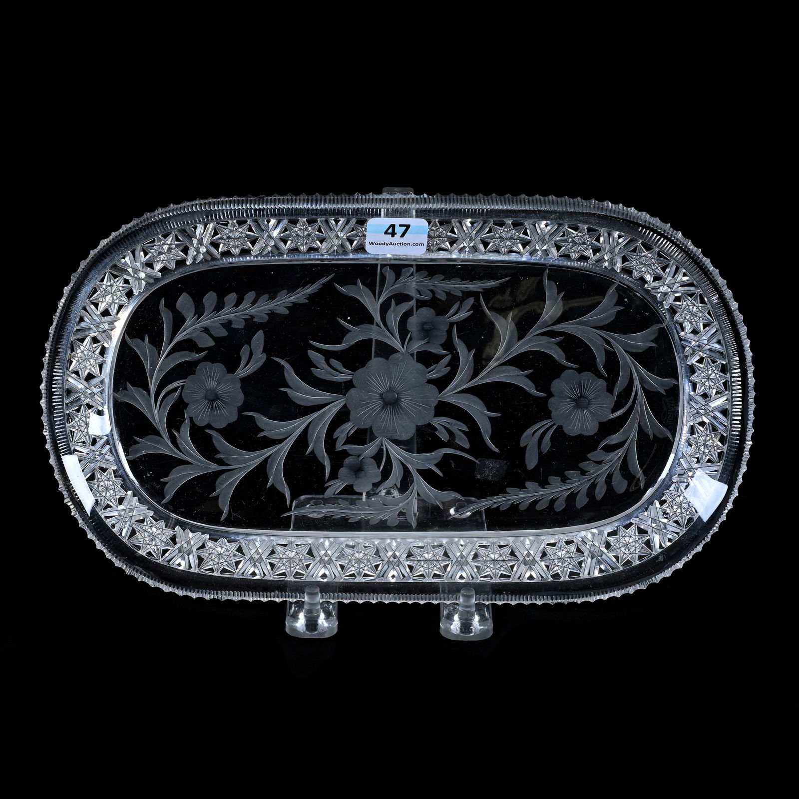 Oval Tray, American Brilliant Cut Glass, Signed Tuthill, Pattern Resembles Rosaceae (1 of 2)