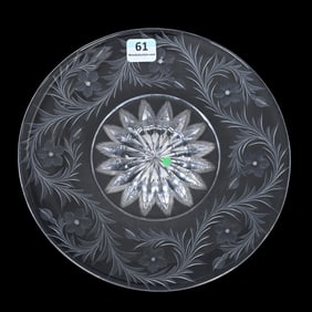 Plate, American Brilliant Cut Glass, Signed Tuthill Flowers Pattern