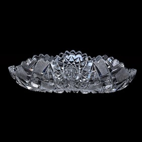 Folded Dish, American Brilliant Cut Glass, Royal Pattern By Hunt Cut Glass