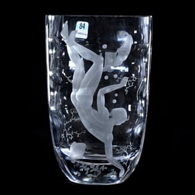 Oval Vase, Crystal Signed Kosta Boda, #2538/1032