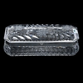 Glove Box, American Brilliant Cut Glass, Engraved Floral Pattern By Pairpoint