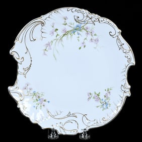 Plate, Marked Germany, White With Lavender And Blue Floral Decor