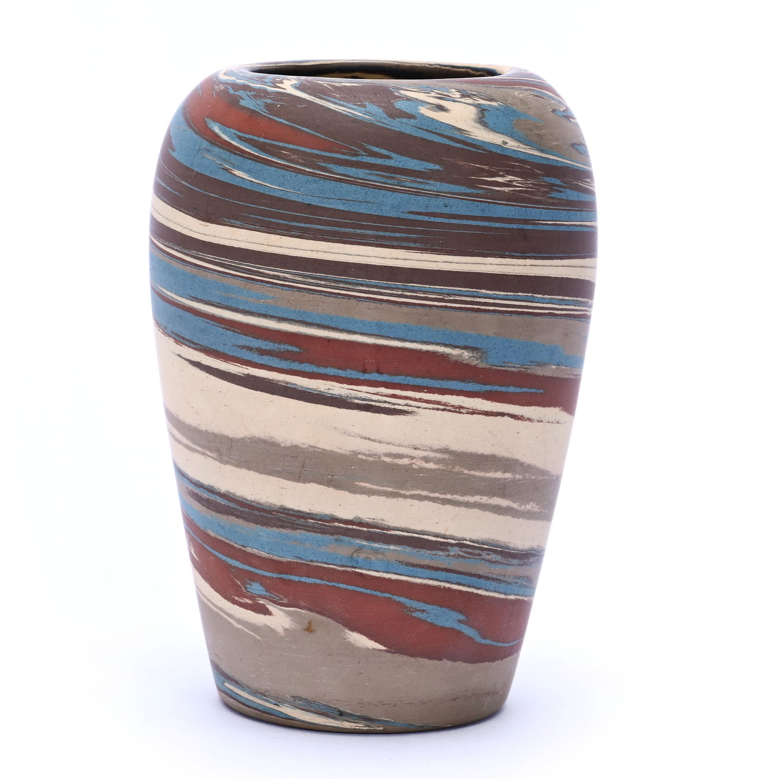 Vase, Niloak 2nd Art Pottery Mark: Vase, Niloak 2nd Art Pottery Mark, 4.5" x 3.25" x 3.25", .52 Pounds, Estate Of Michael D. Robinson, Louisiana.