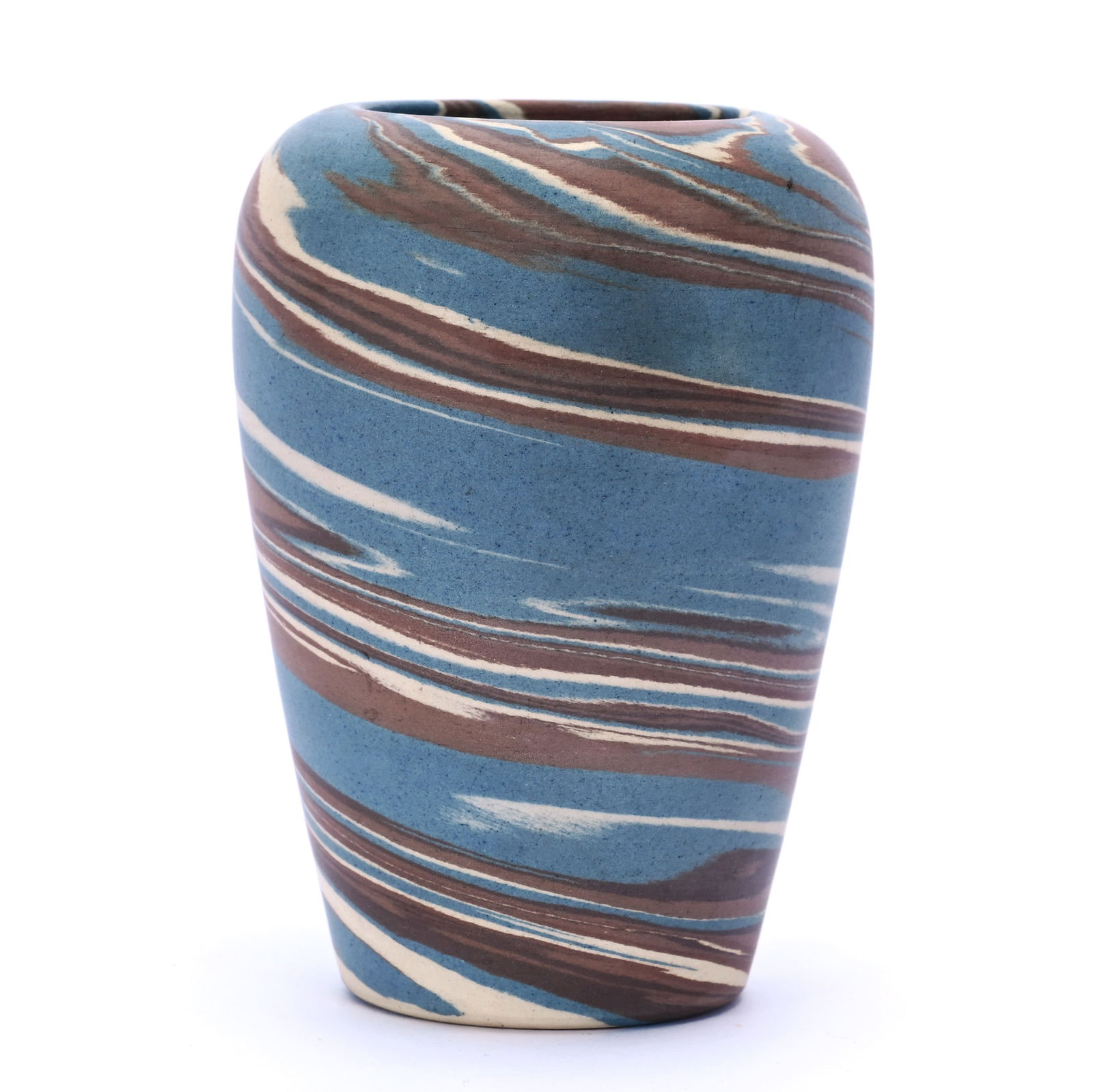 Vase, Niloak 1st Art Pottery Mark: Vase, Niloak 1st Art Pottery Mark, 3.75" x 2.75" x 2.75", .42 Pounds, Estate Of Michael D. Robinson, Louisiana.