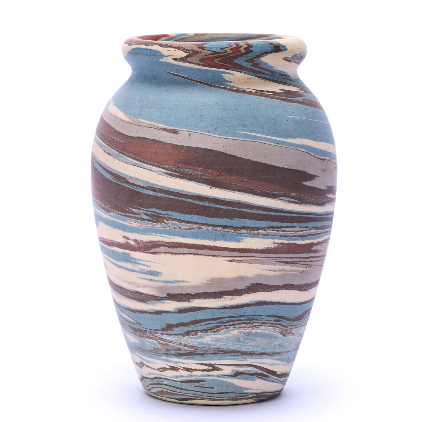 Vase, Niloak 2nd Art Pottery Mark: Vase, Niloak 2nd Art Pottery Mark, 4.75" x 3.25" x 3.25", .58 Pounds, Estate Of Michael D. Robinson, Louisiana.