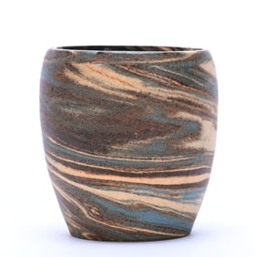 Toothpick Holder, Unmarked Art Pottery, In The Style Of Niloak Mission Swirl
