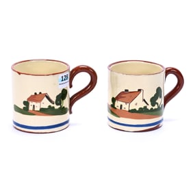 (2) Mugs, Marked Dartmouth Pottery Devon, Motto Ware