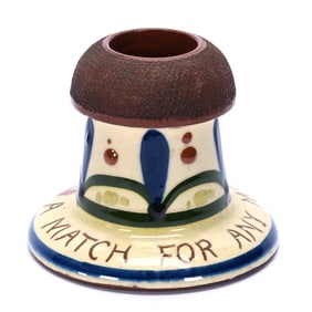 Candle Stick Holder, Marked Watcombe Torquay English Art Pottery, Motto Ware