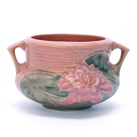 Vase, Two Handles, Roseville #663-3 Art Pottery, Waterlily Pattern