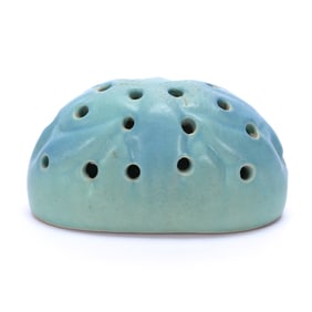 Oval Flower Frog, Van Briggle Art Pottery, Ming Turquoise