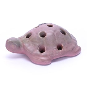 Figural Turtle Flower Frog Marked Niloak Pottery