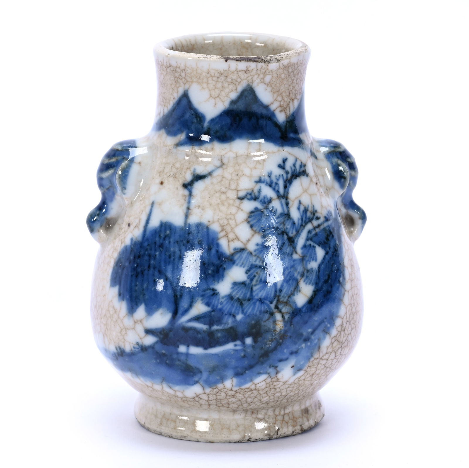 Vase, Unmarked Chinese Porcelain, Blue And White Scenic Decor (1 of 3)