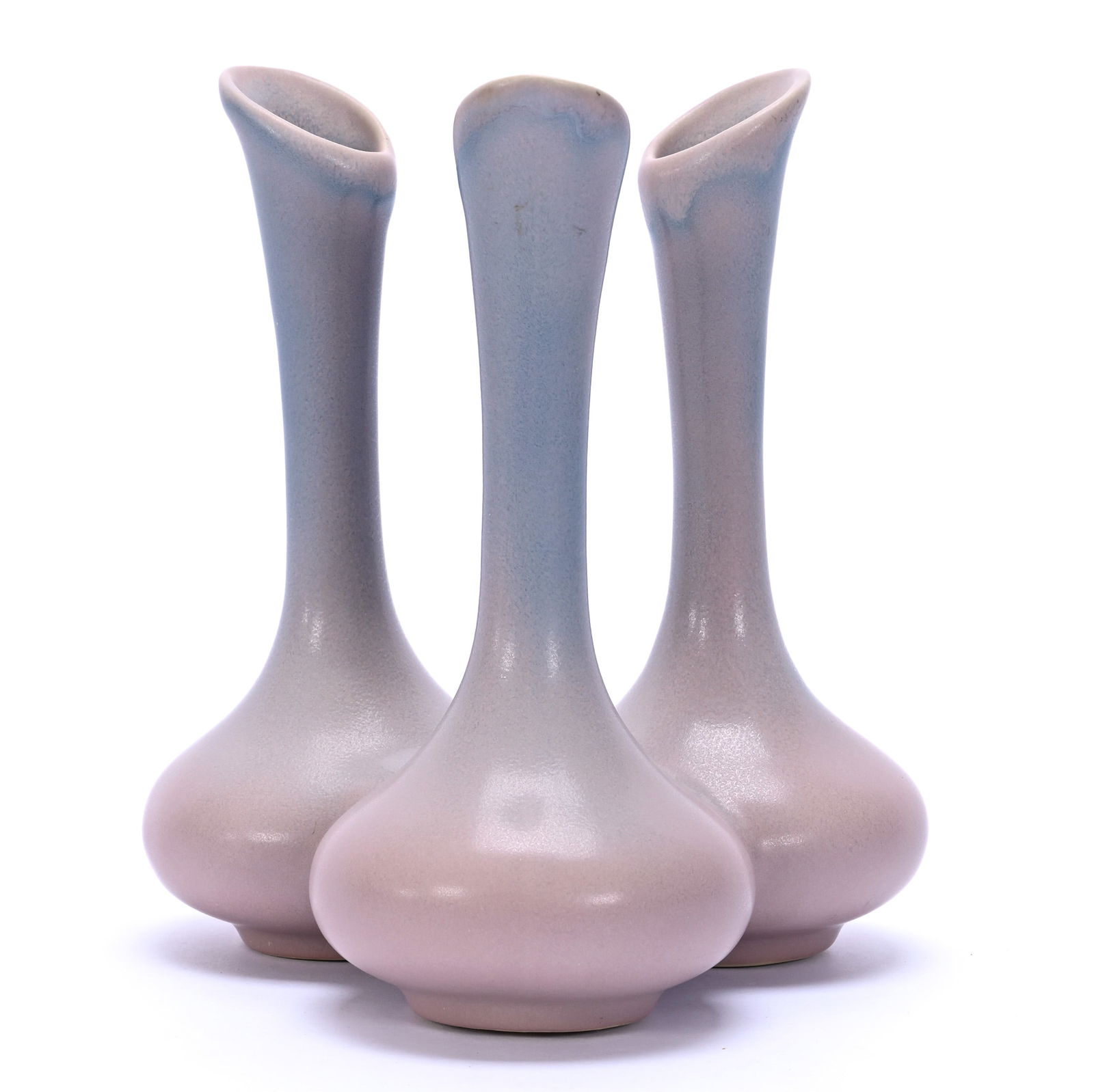 Triple Bud Vase Marked Van Briggle Art Pottery, Artist Marked "CF", Blue Glaze (1 of 3)