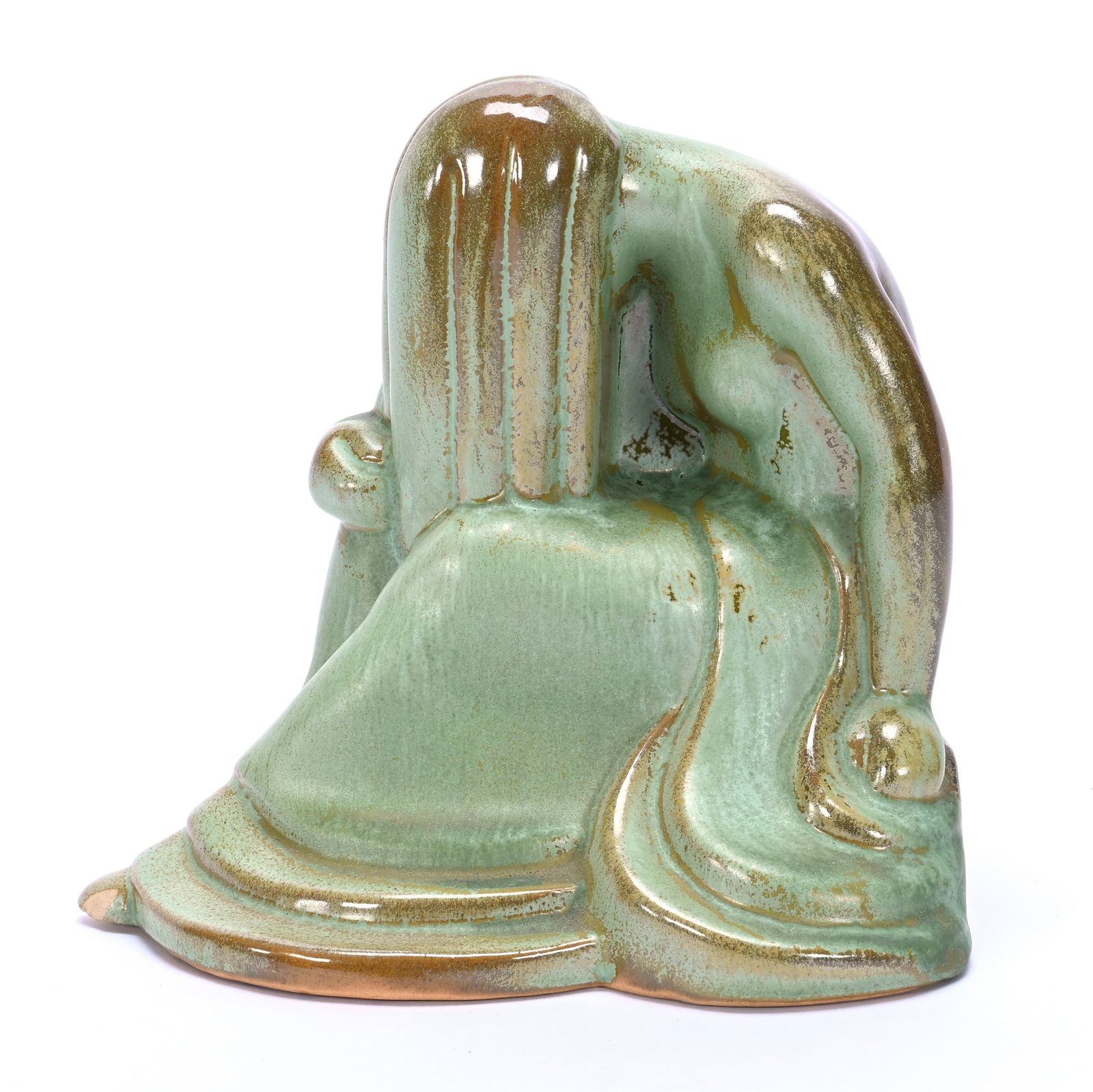 Figurine, Unmarked Frankoma Art Pottery Bookend, Lady Dreamer (1 of 5)