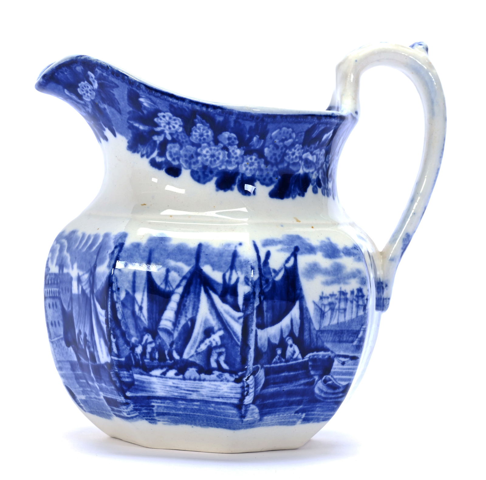 Pitcher, Eight-Sided, Marked Wedgwood Flow Blue (1 of 3)