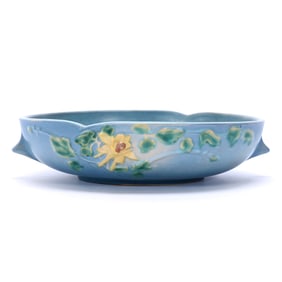 Bowl, Two Handles, Roseville #402-8 Art Pottery, Columbine Pattern
