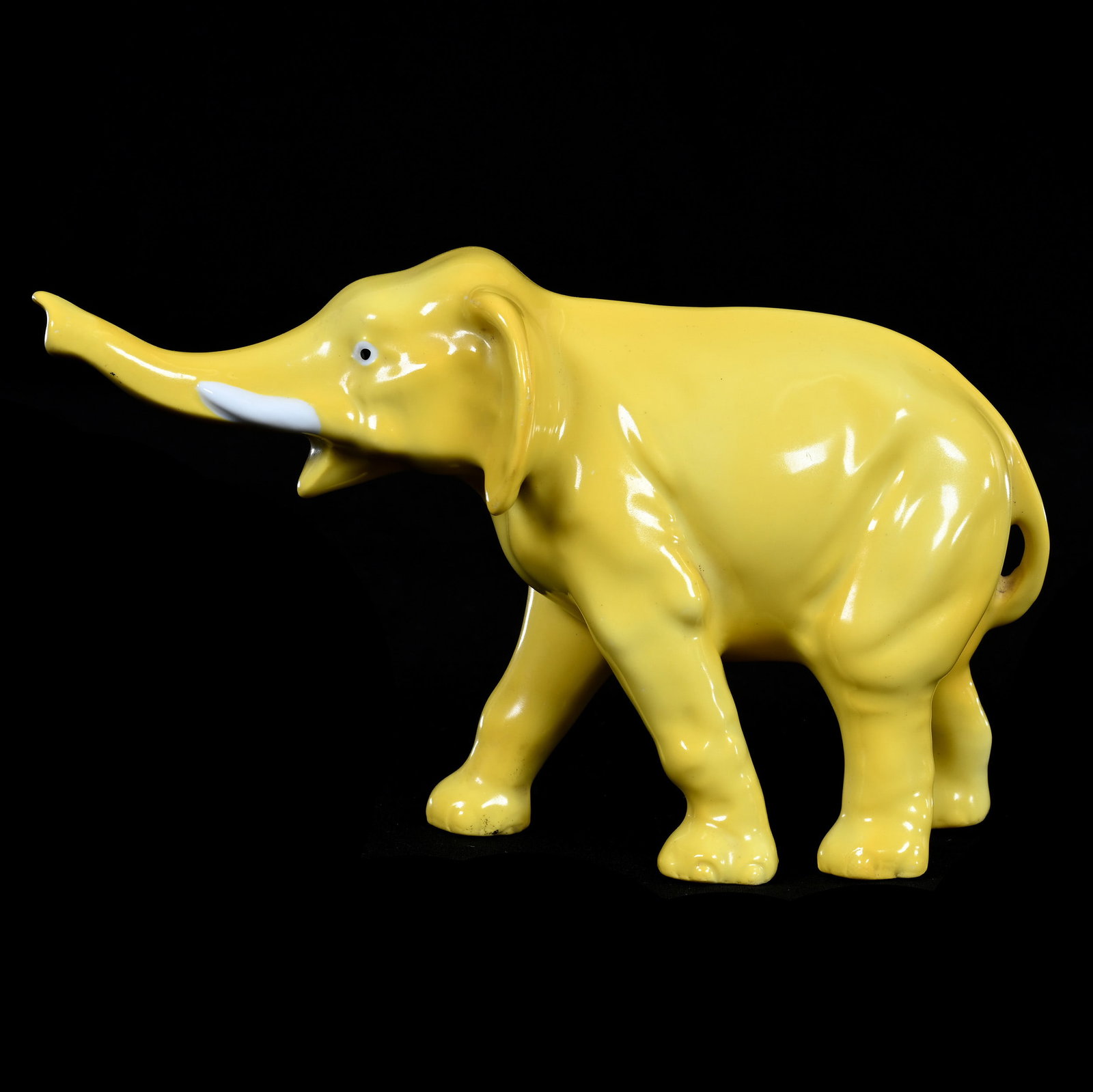 Figurine Marked Bavaria, Yellow Elephant: Figurine Marked Bavaria, Yellow Elephant, 4.25" x 7" x 2.75", .5 Pounds, Pennsylvania Private Collection.