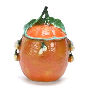 Figural Orange Marmalade With Lid, Large Size, Unmarked Royal Bayreuth