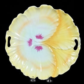 Cake Plate, Royal Bayreuth Blue Mark, Yellow Pansy