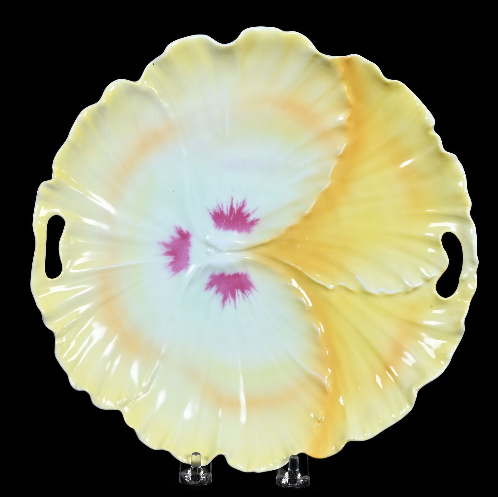 Cake Plate, Royal Bayreuth Blue Mark, Yellow Pansy (1 of 2)