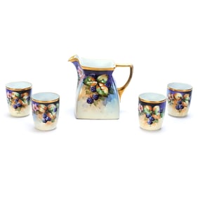 Water Set, Royal Bayreuth Green Mark, Blackberry And Blossom Decor