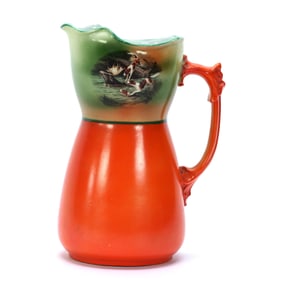 Pitcher, Royal Bayreuth Blue Mark, Moose And Hound Scenic Decor