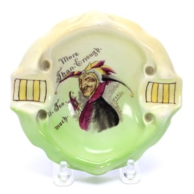 Ash Tray, Unmarked Royal Bayreuth, Green And Yellow Tones, Jester Decor