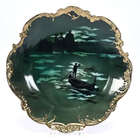 Plate, Royal Bayreuth Blue Mark, Venetian Boat At Night