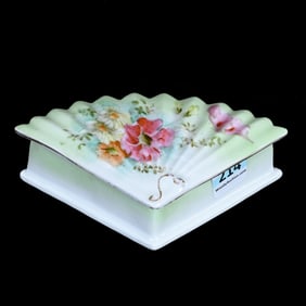 Covered Box, Fan Shape, Unmarked R.S. Prussia