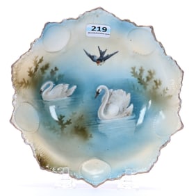 Bowl, Three Feet, R.S. Prussia Marked, Medallion Mold