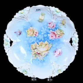 Cake Plate, Unmarked R.S. Prussia, Lily Mold