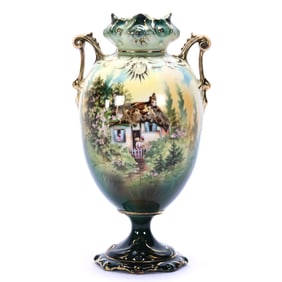 Pedestal Vase, Two Handles, Unmarked R.S. Prussia