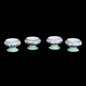 (4) Pedestal Salt Dips, French Porcelain Marked Camille Naudot & Cie, Circa 1900