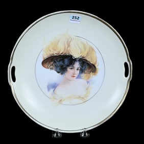 Cake Plate, Prussia Griffin Mark, Gibson Girl Portrait