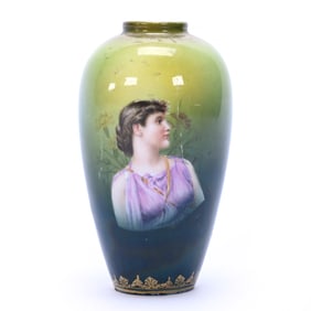 Vase Marked Royal Vienna, Portrait Of Young Woman